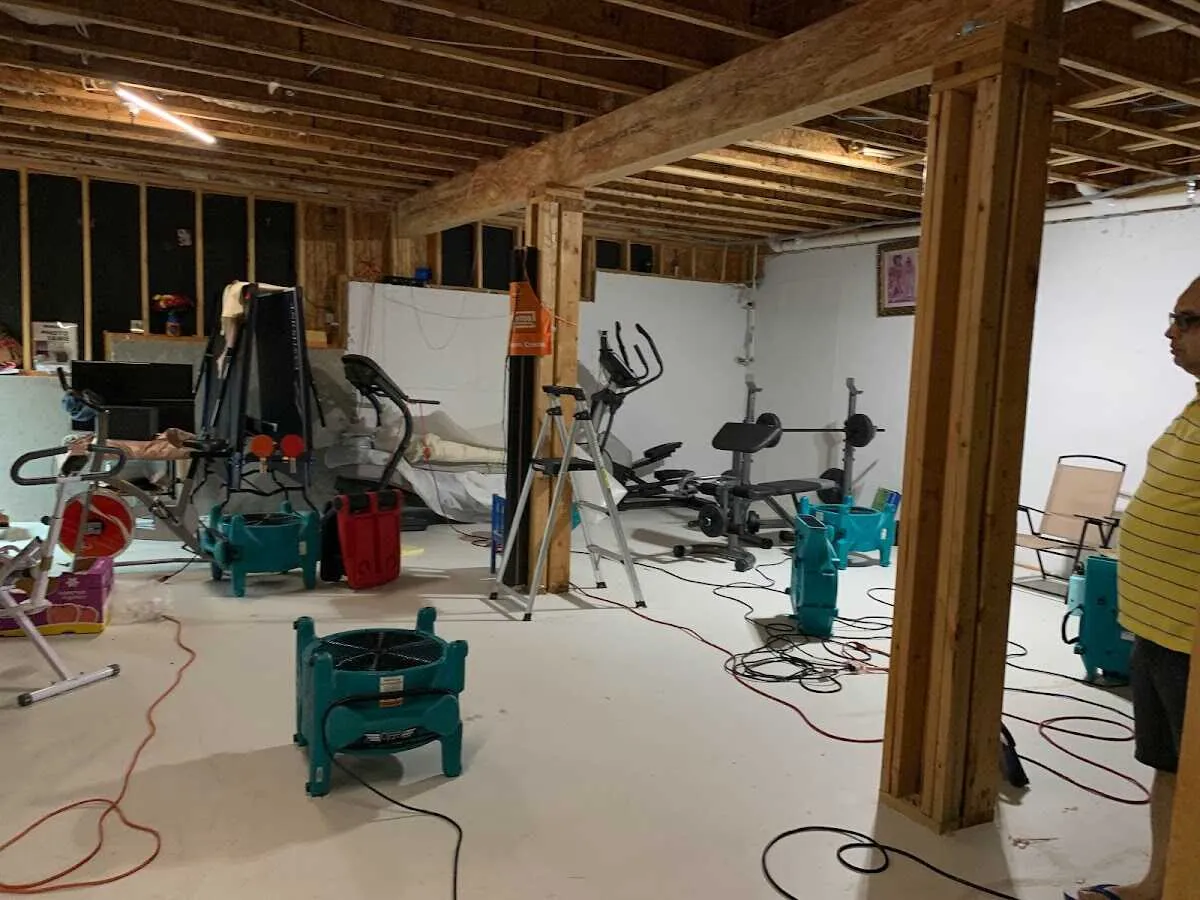 Basement drying equipment setup for Structural Drying in Bluefield